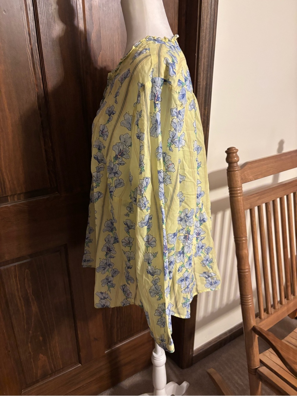 Talbots Yellow Floral Ruffle-Front Tunic - Picture 2 of 4